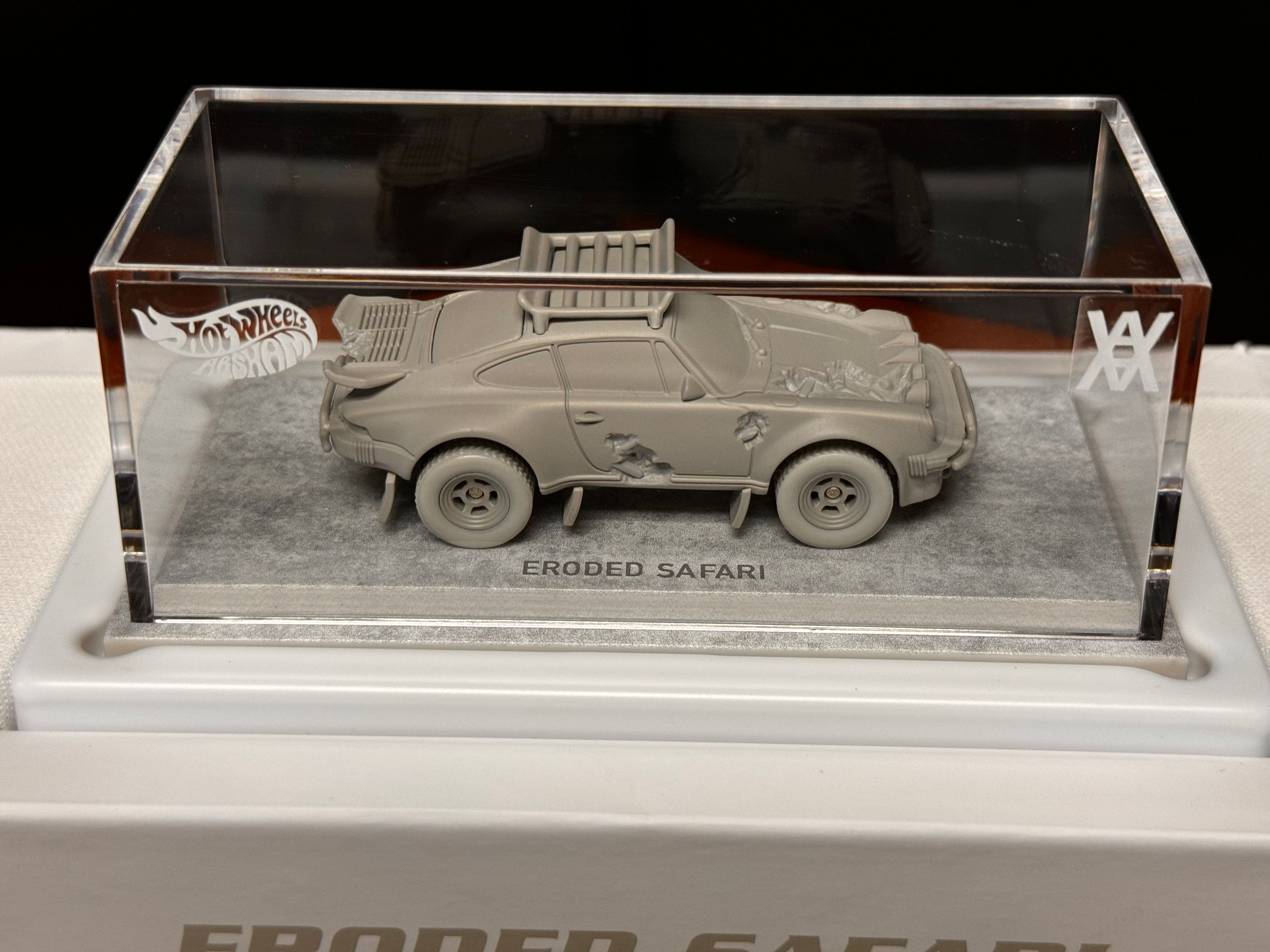 Mattel Creations Eroded Porsche Safari in display case